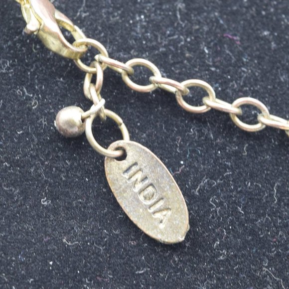 Vintage Tanjore Bead and Brass Statement Necklace Multi Strand - Picture 4 of 5